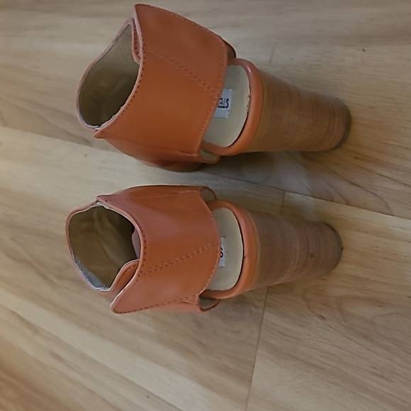 Steve Madden NONSTP Leather Peep Toe Chunky Heel Sling-back Bootie Women's US 7m - Picture 5 of 8